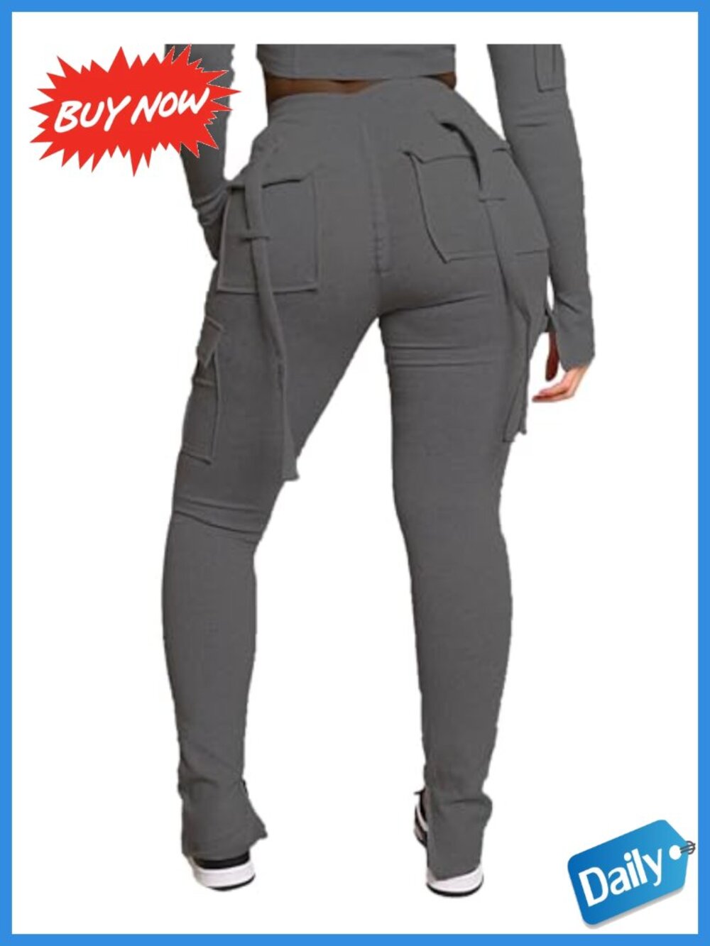 Women's Drawstring Cargo Sweatpants with Pockets Stretchy High Waist
